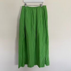 & Other Stories Green MIDI Skirt Size 6 Pull Up Linen Slit